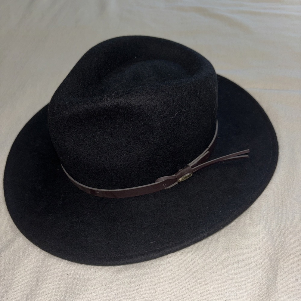 Scala Handmade 100% Wool Felt Outback Hat Black Crushable Packable Unisex S/M
